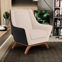 Ver imagem 2 de Poltrona Decorativa Base em Madeira Juliet D02 Corano Preto C-05 Linho Bege C-107 - Lyam Decor
