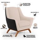 Ver imagem 5 de Poltrona Decorativa Base em Madeira Juliet D02 Corano Preto C-05 Linho Bege C-107 - Lyam Decor