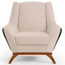Ver imagem 3 de Poltrona Decorativa Base em Madeira Juliet D02 Corano Preto C-05 Linho Bege C-107 - Lyam Decor