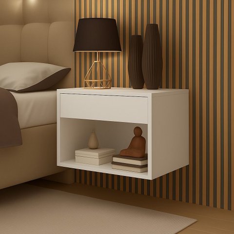 Mesinha Cabeceira 45cm Decore Quarto Pequeno Criado Quarto:branco