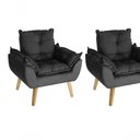 Ver imagem 1 de Kit 02 Poltrona/cadeira Decorativa Glamour Opala com Pés Quadrado Preto