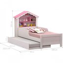 Ver imagem 2 de Bicama Infantil Solteiro Lívia Casa Menina com Cama Auxiliar MDF-MDP Branco Rosa