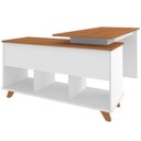 Ver mais imagens de Mesa para Escritório Home Office Escrivaninha Gold A02 Freijó Grafito Branco - Lyam Decor