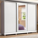 Ver imagem 1 de Guarda-Roupa Casal 100% MDF Madesa Eros 3 Portas de Correr com Espelho com Pés Branco Cor:Branco