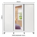 Ver imagem 3 de Guarda-Roupa Casal 100% MDF Madesa Eros 3 Portas de Correr com Espelho com Pés Branco Cor:Branco