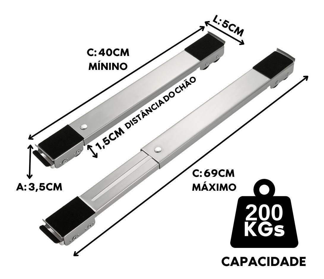 Suporte Móvel com Rodinhas para Geladeira e Fogão 200kg - 5