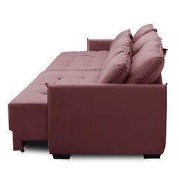 Sofá Cama Retrátil e Reclinável 2,10m com Molas Carol Veludo Rosê Adonai Estofados - 6