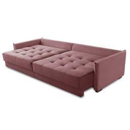 Sofá Cama Retrátil e Reclinável 2,10m com Molas Carol Veludo Rosê Adonai Estofados - 3