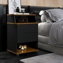 Ver imagem 2 de Mesa de Cabeceira Luxo 2 Gavetas - Preto/freijo
