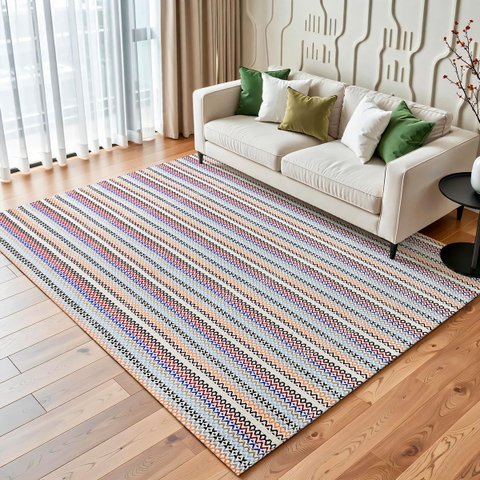 Tapete Sala Quarto Indiano Moderno Colorido Cru Geométrico 1,40 X 2,00 Antiderrapante