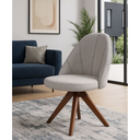 Ver imagem 1 de Cadeira Giratória com Pés em Madeira Castanho Malu - Exclusiva Linho Palha