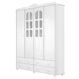Jogo de Quarto Infantil Provence New com Guarda Roupa e Berço Branco Acetinado - Planet Baby - 2