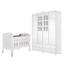 Ver imagem 1 de Jogo de Quarto Infantil Provence New com Guarda Roupa e Berço Branco Acetinado - Planet Baby