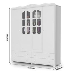 Jogo de Quarto Infantil Provence New com Guarda Roupa e Berço Branco Acetinado - Planet Baby - 4