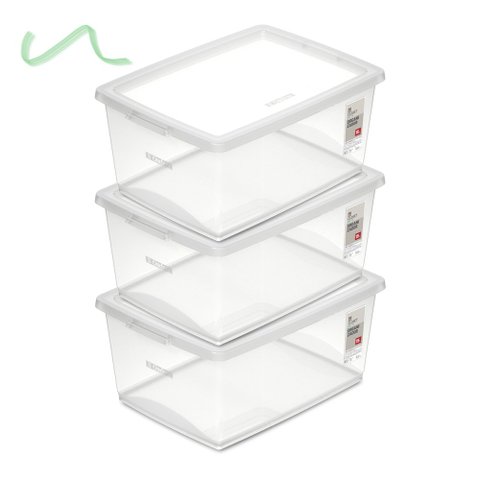 Kit 3 Caixa Organizadora 15l Ordene Design Moderno Cristal