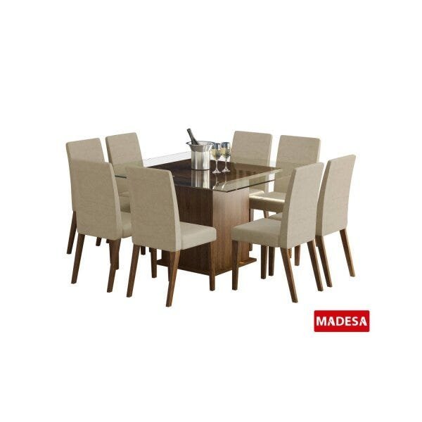 Conjunto Sala de Jantar Mesa e 8 Cadeiras Catharine Madesa - 2