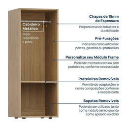 Guarda Roupa 6 Módulos 6 Portas 6 Gavetas Frame Cabecasa MadeiraMadeira   - 5