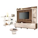 Ver imagem 1 de Estante Home Theater Titan Off White Castanho e Aparador Infinity e Mesa de Centro Sky Off White -