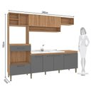 Ver imagem 4 de Cozinha Completa com Armário e Balcão 5 Peças 7 Portas 1 Gaveta 240cm CC120 Mel/Grafite - Fellicci