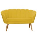Ver imagem 2 de Namoradeira Decorativa Pétala Couro Amarelo Pés Madeira Ms Decor