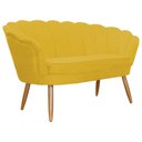 Ver imagem 1 de Namoradeira Decorativa Pétala Couro Amarelo Pés Madeira Ms Decor