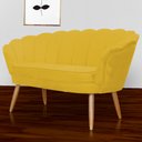 Ver imagem 4 de Namoradeira Decorativa Pétala Couro Amarelo Pés Madeira Ms Decor