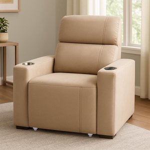 Cadeira do Papai Ocean Retratil Reclinavel Porta Copo Usb Bege Suede