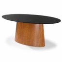 Ver imagem 1 de Mesa de Jantar Oval Perla Base Madeira Laminada Cinamomo e Vidro:Preto/200x100