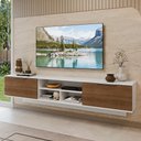 Ver imagem 1 de Rack Suspenso para TV até 80 Polegadas 218 cm 2 Portas Branco/Rustic Stella Madesa