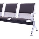 Ver imagem 3 de Cadeira Longarina 3 Lugares Cromada com Estofado Preto