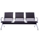 Ver imagem 2 de Cadeira Longarina 3 Lugares Cromada com Estofado Preto