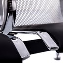 Ver imagem 3 de Cadeira Longarina 4 Lugares Cromada com Estofado Preto
