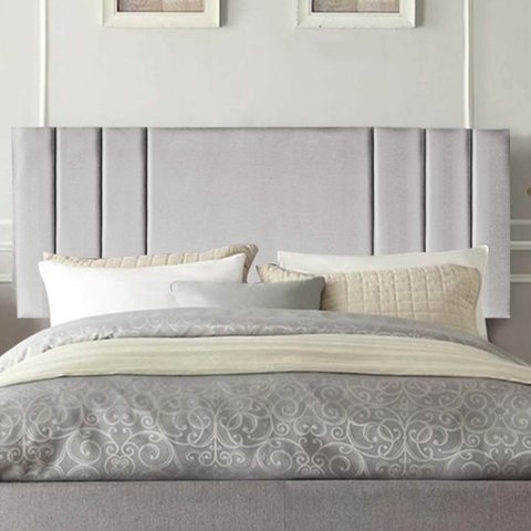Painel Estofada Grécia 100CM Solteiro Suede Cinza Claro- D A DECOR