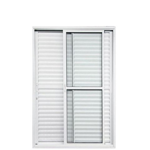 Porta Balcão de Alumínio 3 Folhas 2.10 x 1.50 Branca Linha 25 com Fechadura