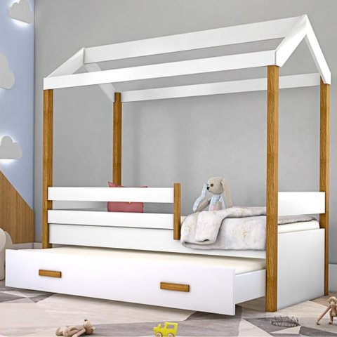 Bicama Montessoriana Solteiro Villa Aurea MDF Branco Divaloto Moveis