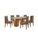 Ver imagem 2 de Mesa de Jantar Eloise 180cm Tampo Mdf com Vidro 6 Cadeiras Veludo Capuccino Off White Naturale