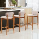 Ver imagem 2 de Kit 03 Banquetas Alta para Cozinha Sala de Jantar Bar Dara L02 Suede Bege - Lyam Decor