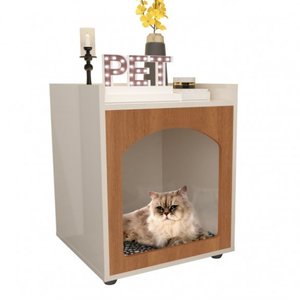 Mesa de Cabeceira Pet para Qualquer Ambiente e Conforto:off White Freijo