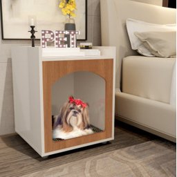 Mesa de Cabeceira Pet para Qualquer Ambiente e Conforto:off White Freijo - 3