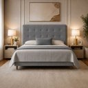 Ver imagem 1 de Cabeceira para Cama Casal King Estofada 1,93 ,Mts Liz Vilajo: Suede Cinza