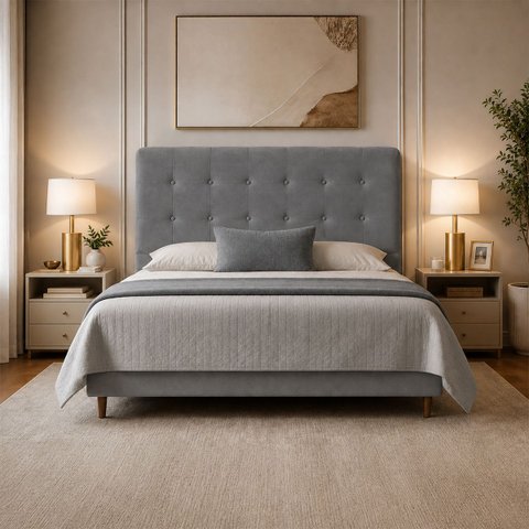 Cabeceira para Cama Casal King Estofada 1,93 ,Mts Liz Vilajo: Suede Cinza