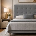 Ver imagem 2 de Cabeceira para Cama Casal King Estofada 1,93 ,Mts Liz Vilajo: Suede Cinza
