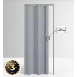 Porta Sanfonada de Correr Cinza C/ Trinco Moderno - 210cm - 85cm - Permatti - 2
