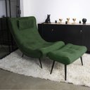 Ver imagem 1 de Kit 01 Poltrona e 01 Puff Sher Suede Verde Pés Palito de Ferro - D’Rossi