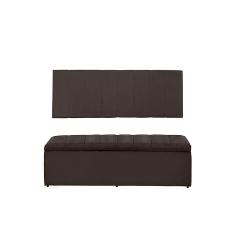 Kit Calçadeira e Painel Vitoria 138 cm Suede Marrom Claro