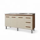 Ver imagem 2 de Balcão Gabinete Cozinha sem Pia Inox 3 Porta 3 Gavetas 150cm Cor:Off White