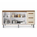 Ver imagem 6 de Balcão Gabinete Cozinha sem Pia Inox 3 Porta 3 Gavetas 150cm Cor:Off White