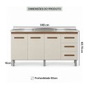 Ver imagem 3 de Balcão Gabinete Cozinha sem Pia Inox 3 Porta 3 Gavetas 150cm Cor:Off White