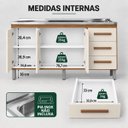 Ver imagem 5 de Balcão Gabinete Cozinha sem Pia Inox 3 Porta 3 Gavetas 150cm Cor:Off White