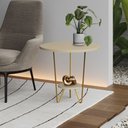 Ver imagem 2 de Kit 2 Mesas Laterais Redonda Industrial Italy Ferro Dourado e Tampo Off-white